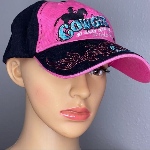 CSI Cowgirl Pink Black and Aqua Trucker Cap “So Many Cowboys So Little Rope” - Picture 6 of 11